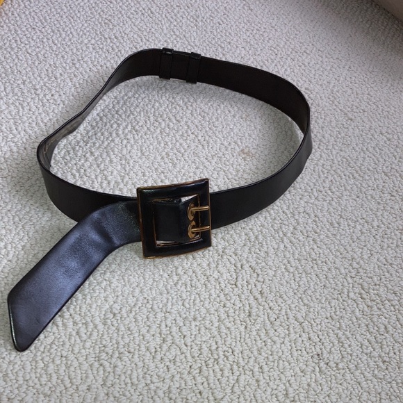 Judith Leiber Adjustable Black Leather Pilgrim Belt main image 4
